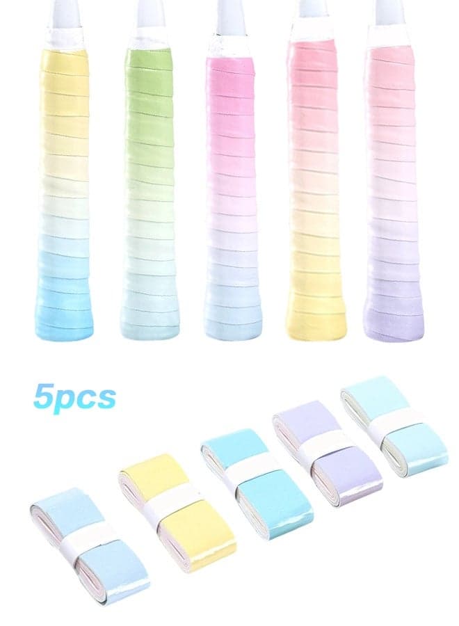 5 Pack Tacky Tennis Racket Grip Tape, Non-Slip Absorbent Tennis Grips Tape, Gradient Color Tennis Racket Grip Tape for Tennis, Pickleball, Badminton, Golf, Baseball Bat