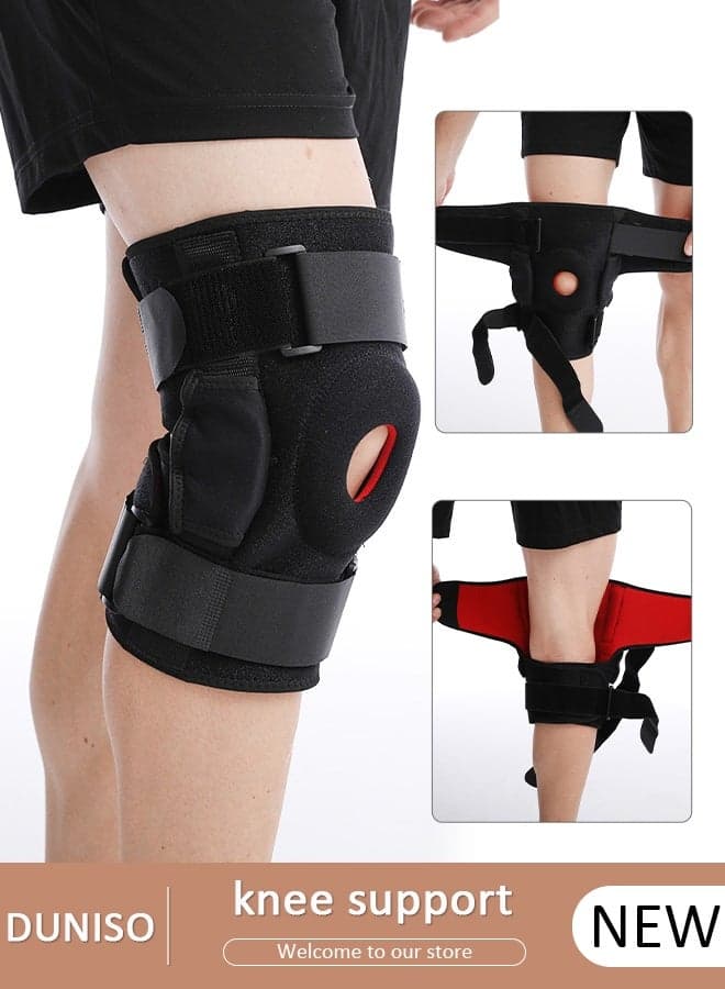 Professional Knee Pad Knee Brace with Side Stabilizers and Patella Gel Pads Adjustable Compression Knee Support Braces for Knee Pain Meniscus Tear ACL MCL Arthritis Joint Pain Relief Injury Recovery