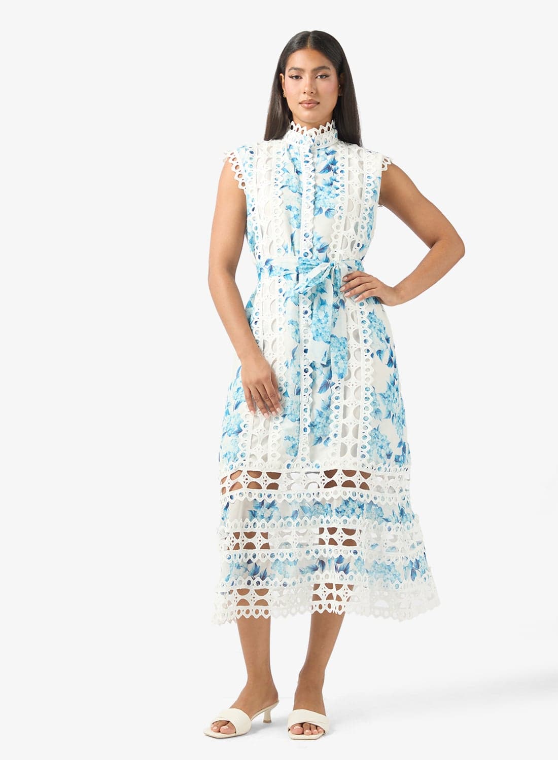 Shift Dress With Lace Inserts