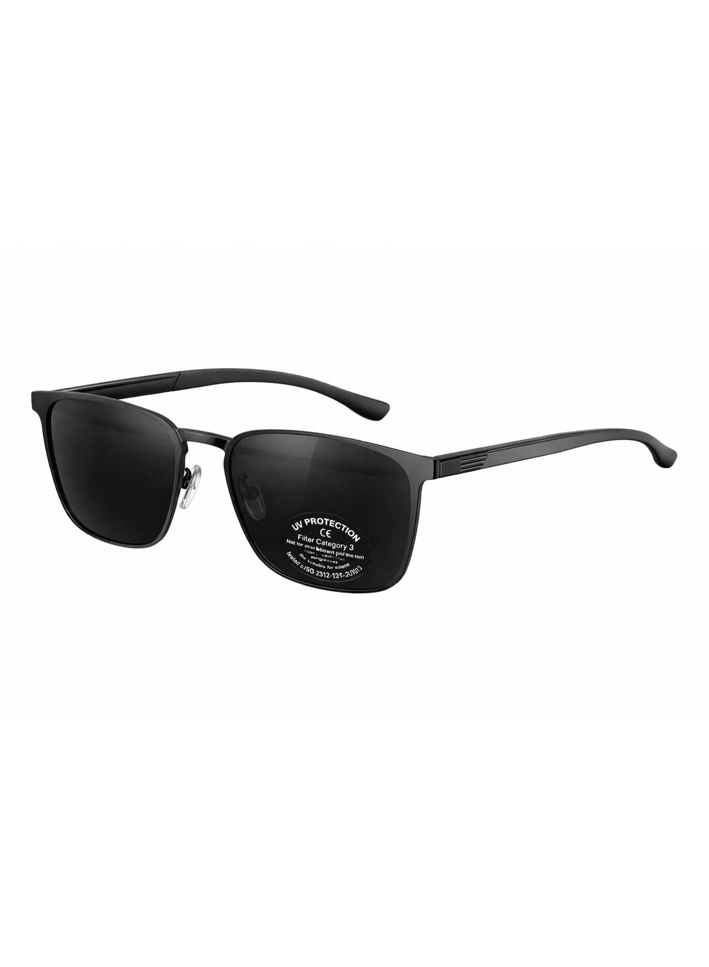 Men’s Polarized UV400 Sunglasses – Square Black Frame Lightweight Stylish Driving Shades for Outdoor & Daily Wear