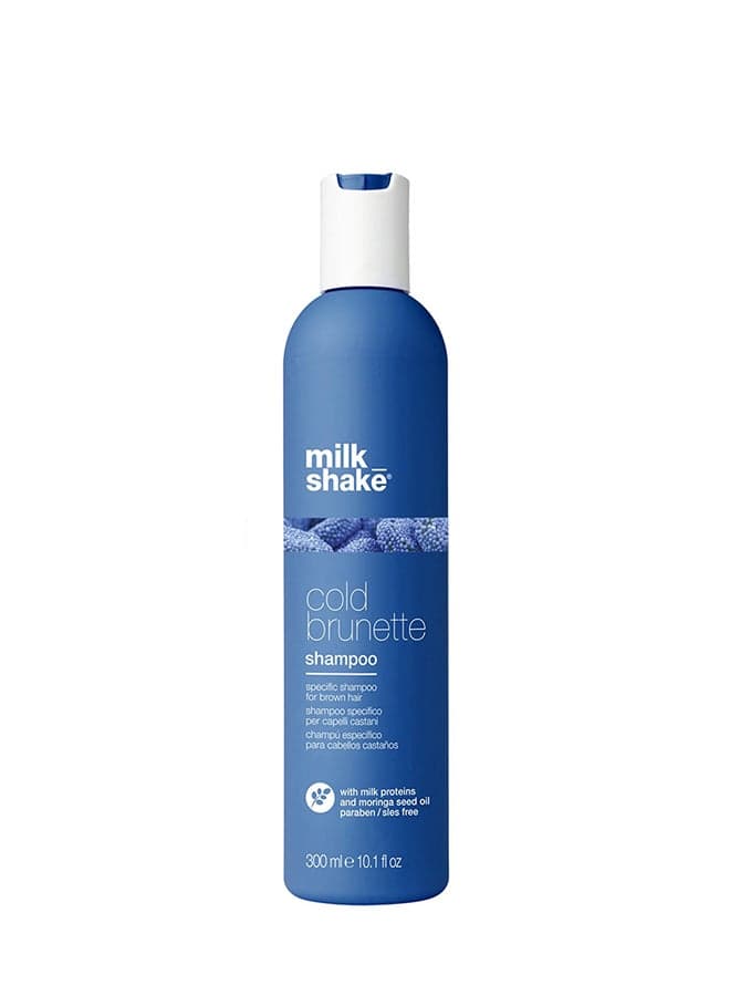 Cold Brunette Shampoo – Blue Pigment Anti-Brass Shampoo for Brown, Light Brown & Dark Blonde Hair – SLES & Paraben Free with Moringa Oil, Milk Proteins & Integrity 41 for Softness, Shine & Color Protection, 300ml