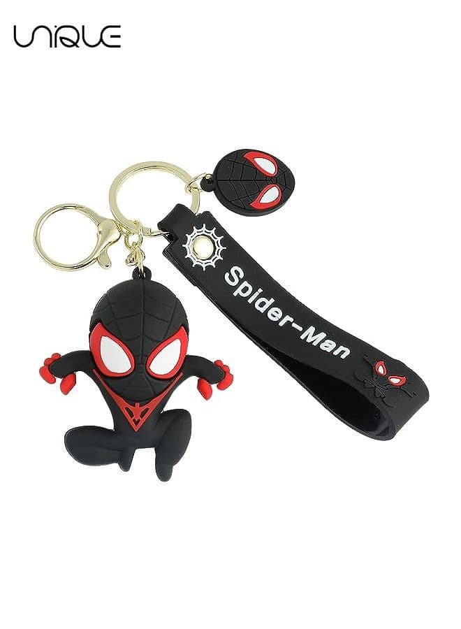 Cartoon Marvel Keychain -Keychain Gift for Boys, Cartoon Keychains Accessories Keyring Key Purse Backpack Car Charms - Good Evil Spider-Man - Black