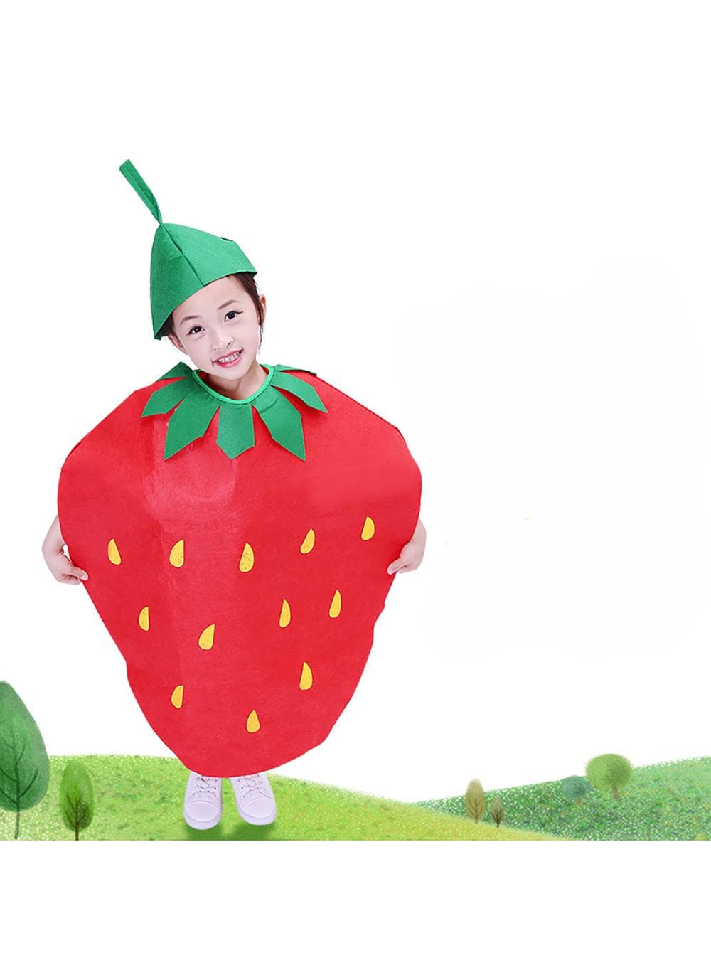 Kids Halloween strawberry Costume - Creative Fruit Design Outfit for Boys and Girls - Funny strawberry Dress-up