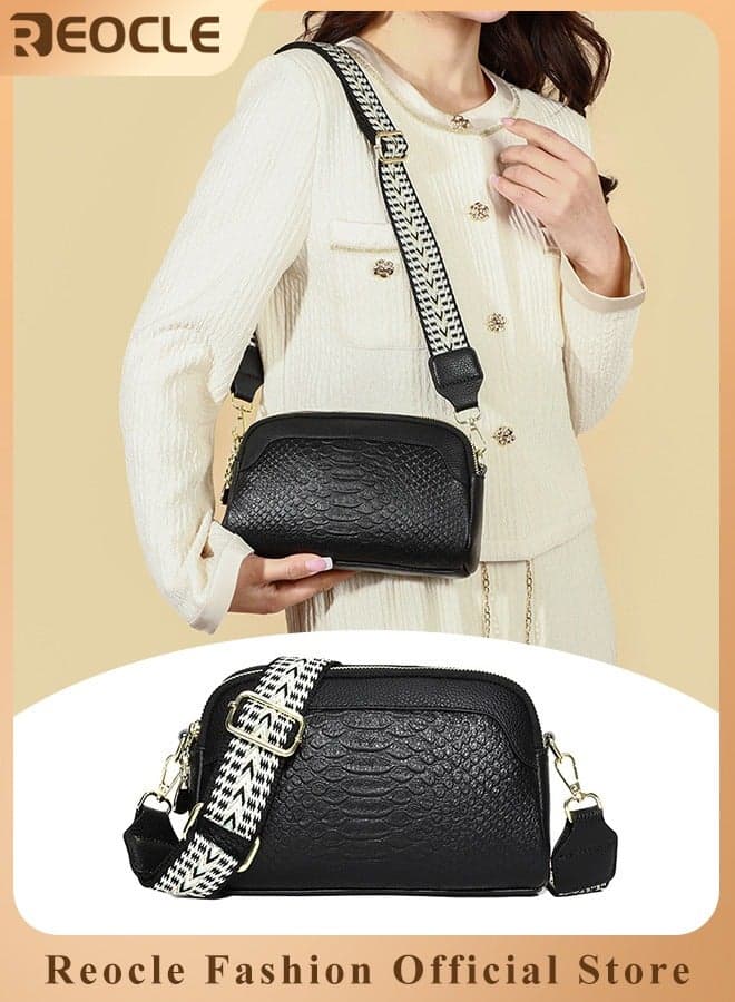 Women's Shoulder Bag Leather Handbag Small Crossbody Bags Purses with Wide Adjustable Strap & Premium Fabric Leather Shoulder Handbags Wallet