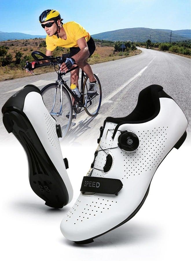 Road Cycling Shoes Men, Mountain Cycling Shoes With Locks,With Nano Night Vision Shoe Upper,Velcro And Swivel Buckle, Anti Slip And Breathable, Suitable For Outdoor And Indoor Cycling (Size 42)