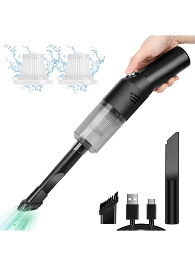 Cordless Portable Mini Car Vacuum Cleaner, Powerful (400g) Handheld Vacuum Cleaner, Cordless Rechargeable, Black, Hand Vacuum Cleaner for Car/Desk