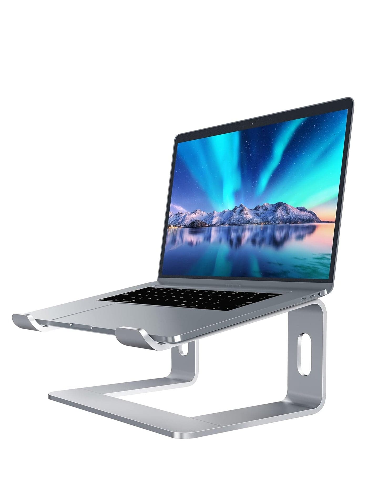 Aluminum XSEVEN Laptop Stand for Desk Compatible with Mac MacBook Pro Air Apple Notebook, Portable Holder Ergonomic Elevator Metal Riser for 10 to 15.6 inch PC Desktop Computer, Silver