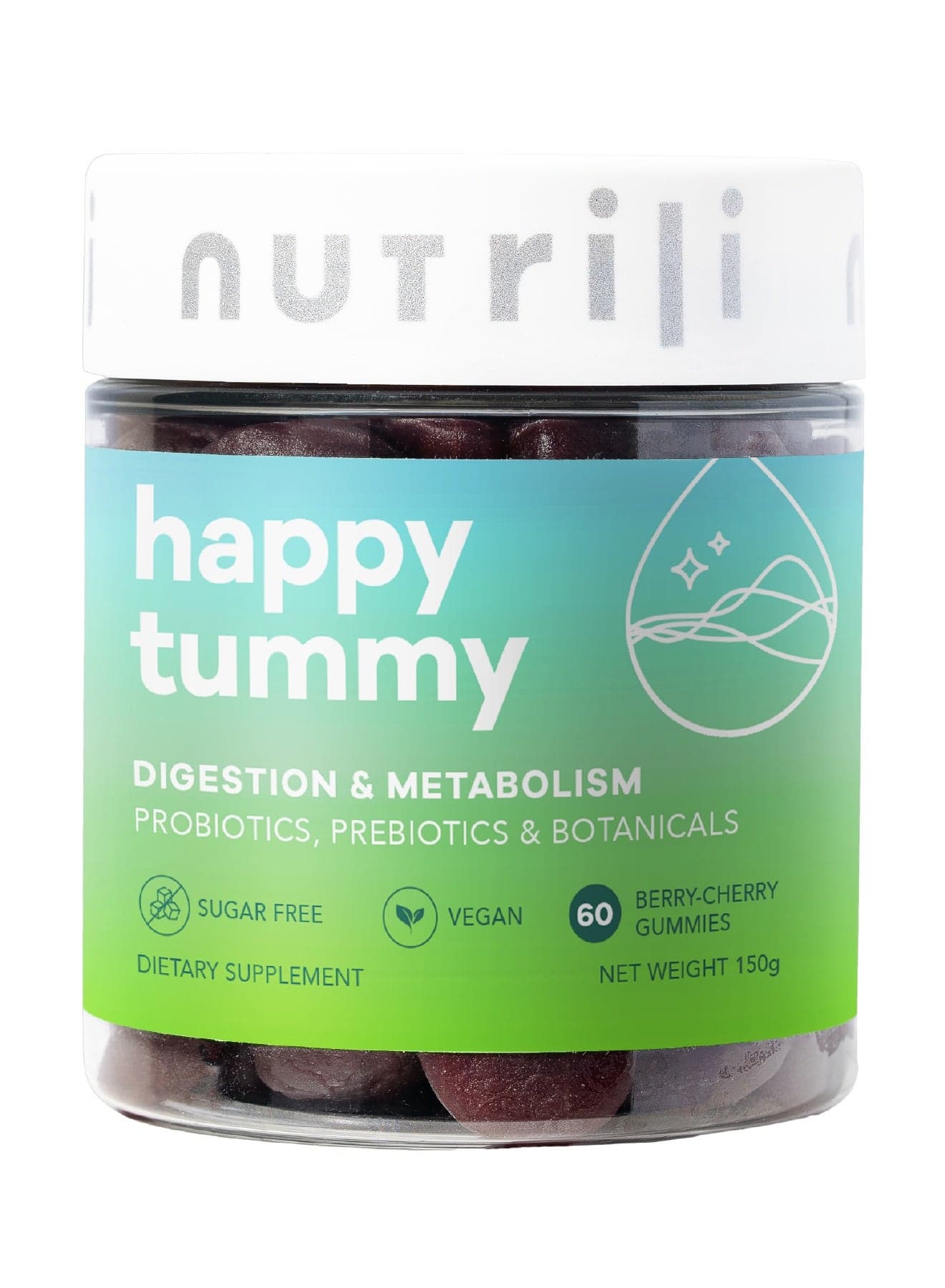 Happy Tummy Probiotics Gummies (150g) Probiotics, Prebiotics, Botanicals & Vitamins - 60 Gummies