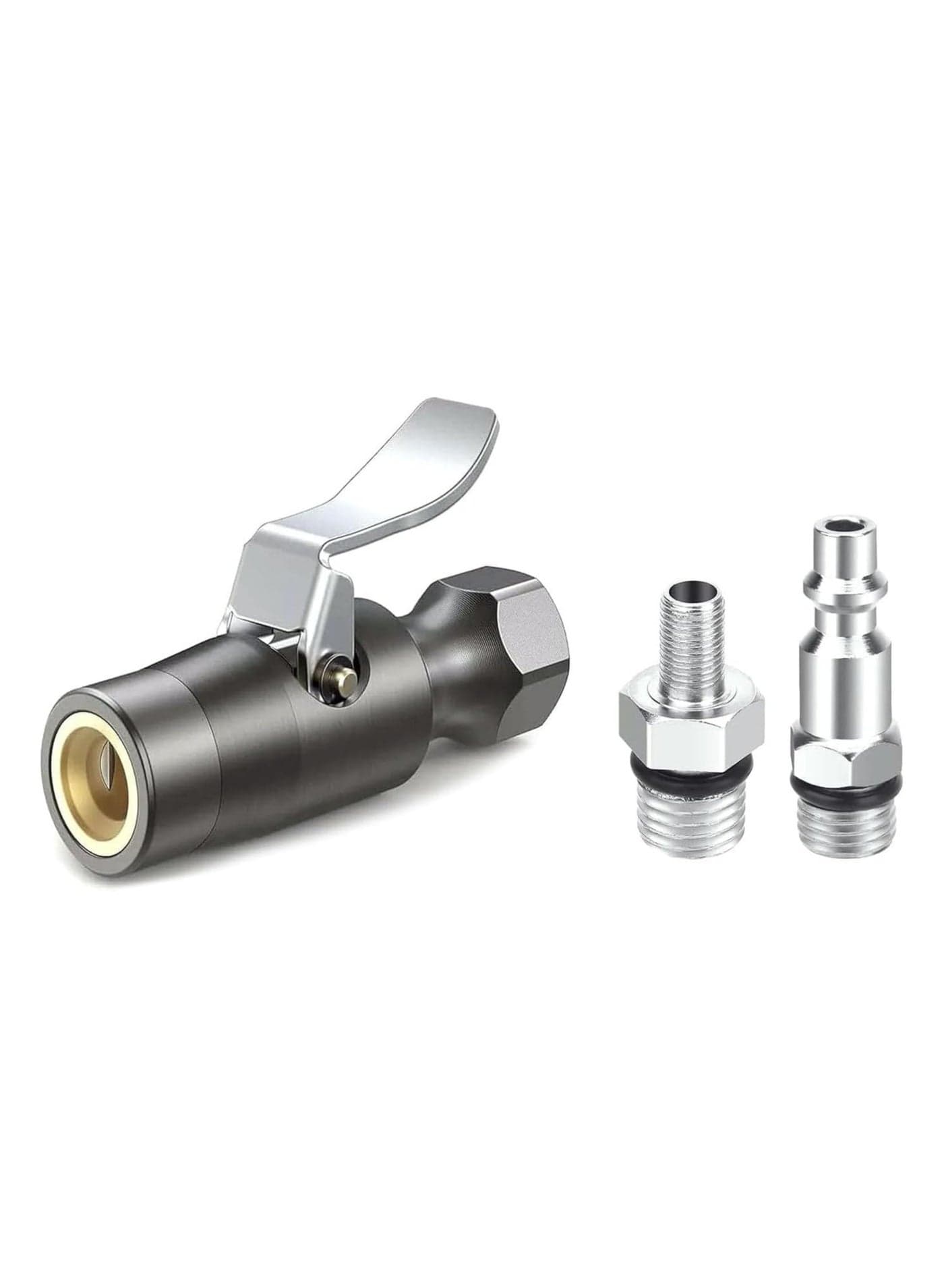 Heavy Duty Air Chuck Brass and Stainless Steel Locking Tire Chuck with Clip No Leakage Double Jaws Design for Secure Inflation Perfect for Truck and Car Tire Inflator Accessories