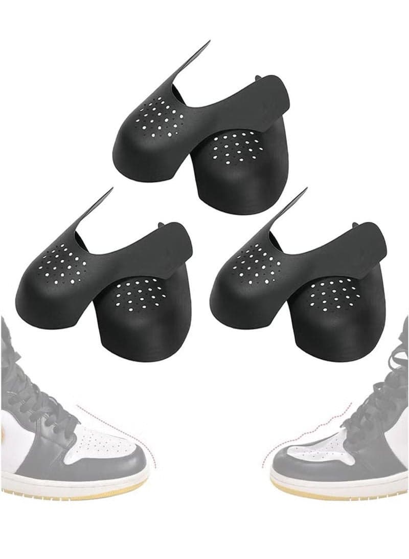 3 Pairs Shoe Crease Protector, Shoes Anti Wrinkle Shields, Toe Box No Creases Reduce, Insert Stopper Gaurds Preventer Feilds Against for Running Casual Shoes Black