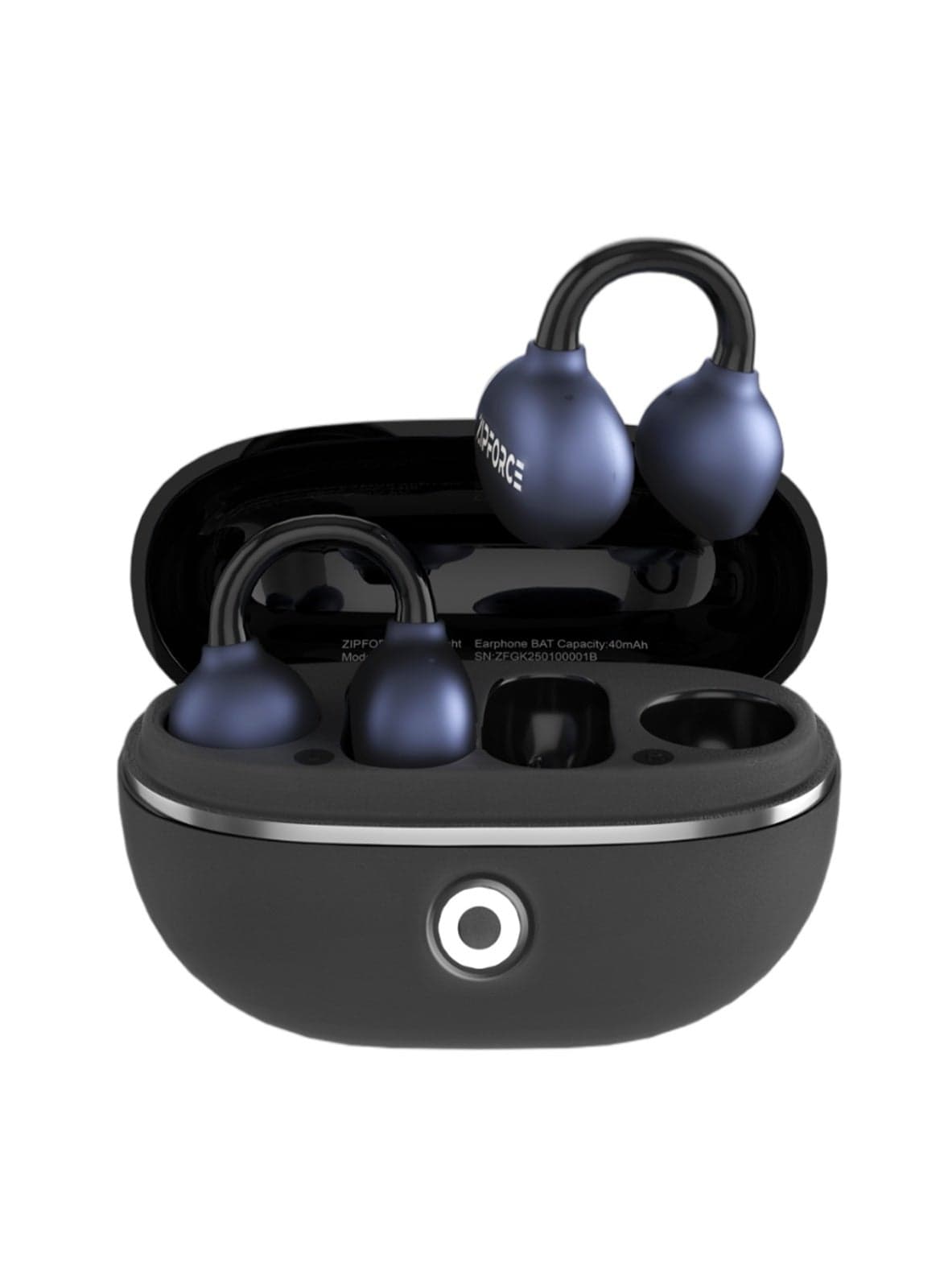 ZIPFORCE Open Ear Ring True Open Ear Headphones, Lightweight Comfort Open Ear Clip Wireless Earbuds, Bluetooth 5.4 OWS Earphones Fit Sports Running, IPX4 Waterproof TWS, Workout Black