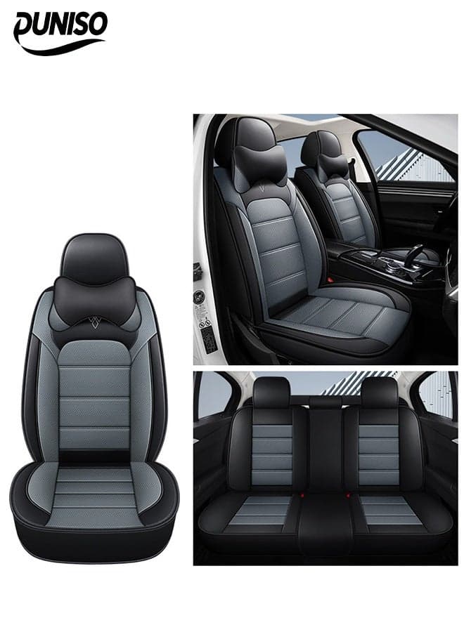Car Seat Cover, Universal Fully Wrapped Seat Cushion, Artificial Leather Car Backrest Seat Cover, Equipped With Headrest, Wear Resistant And Anti Slip, Suitable For All Seasons, Suitable For Most Car Seats