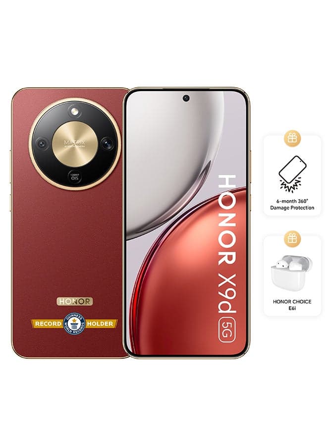 X9d Dual SIM 5G 12GB RAM 256GB Reddish Brown With Free Choice E6i Earbuds and 6 Month Damage Insurance - Middle East Version