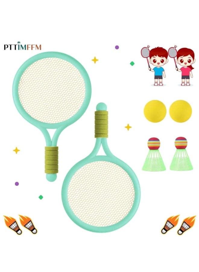 Kids Tennis & Badminton Racket Set,1 Pair Rackets with 2 Balls, Fun Indoor/Outdoor Sports Toy for Boys & Girls, Durable and Lightweight Design for Toddlers & Children (Style 1)
