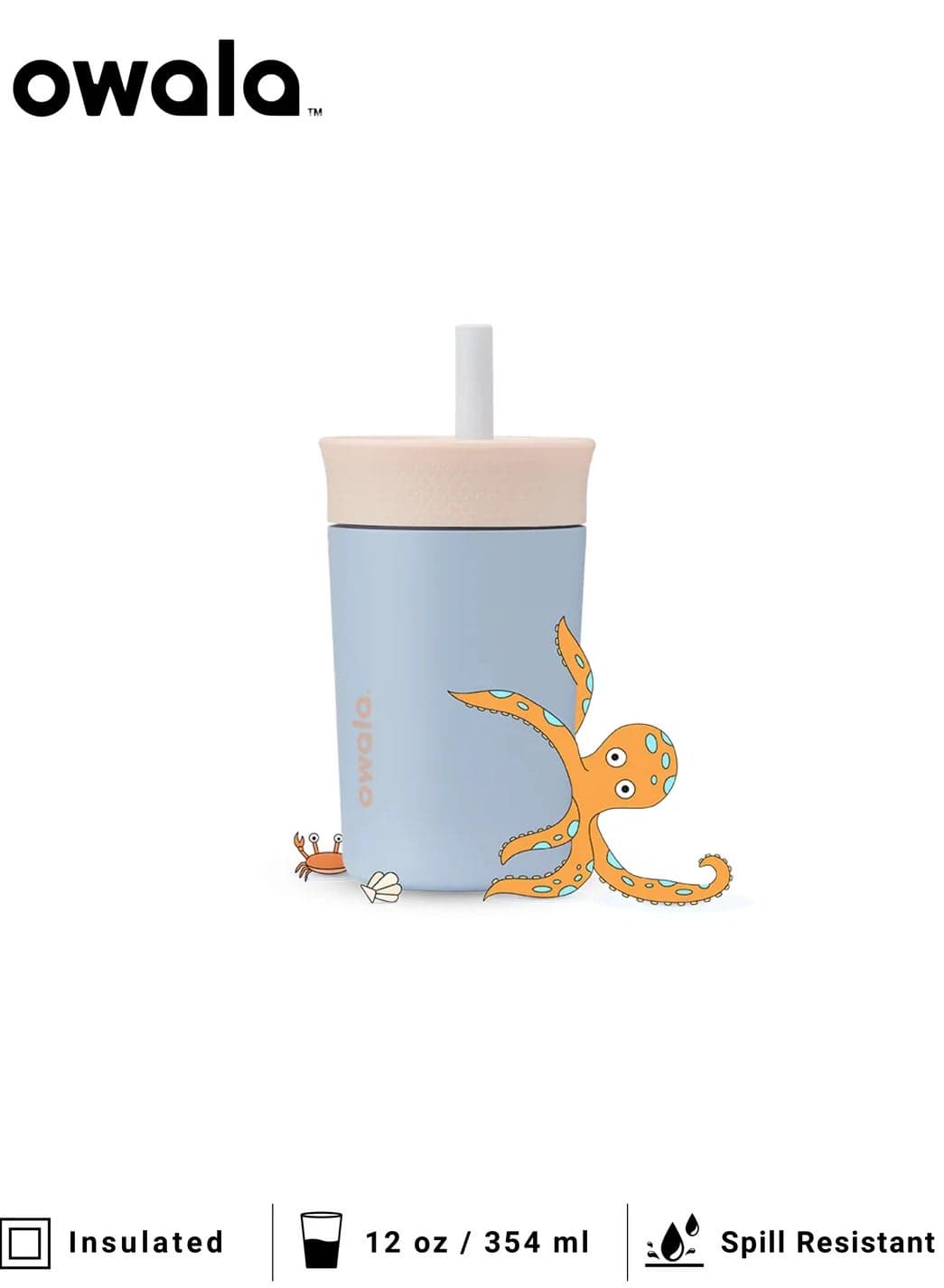 12OZ Kids Insulation Stainless Steel Tumbler with Spill Resistant Flexible Straw, Easy to Clean, Kids Water Bottle, Great for Travel, Dishwasher Safe