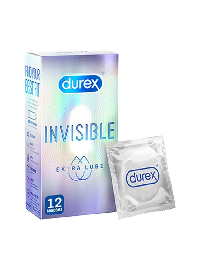 Invisible Extra Lubricated Condoms- 12 Pack