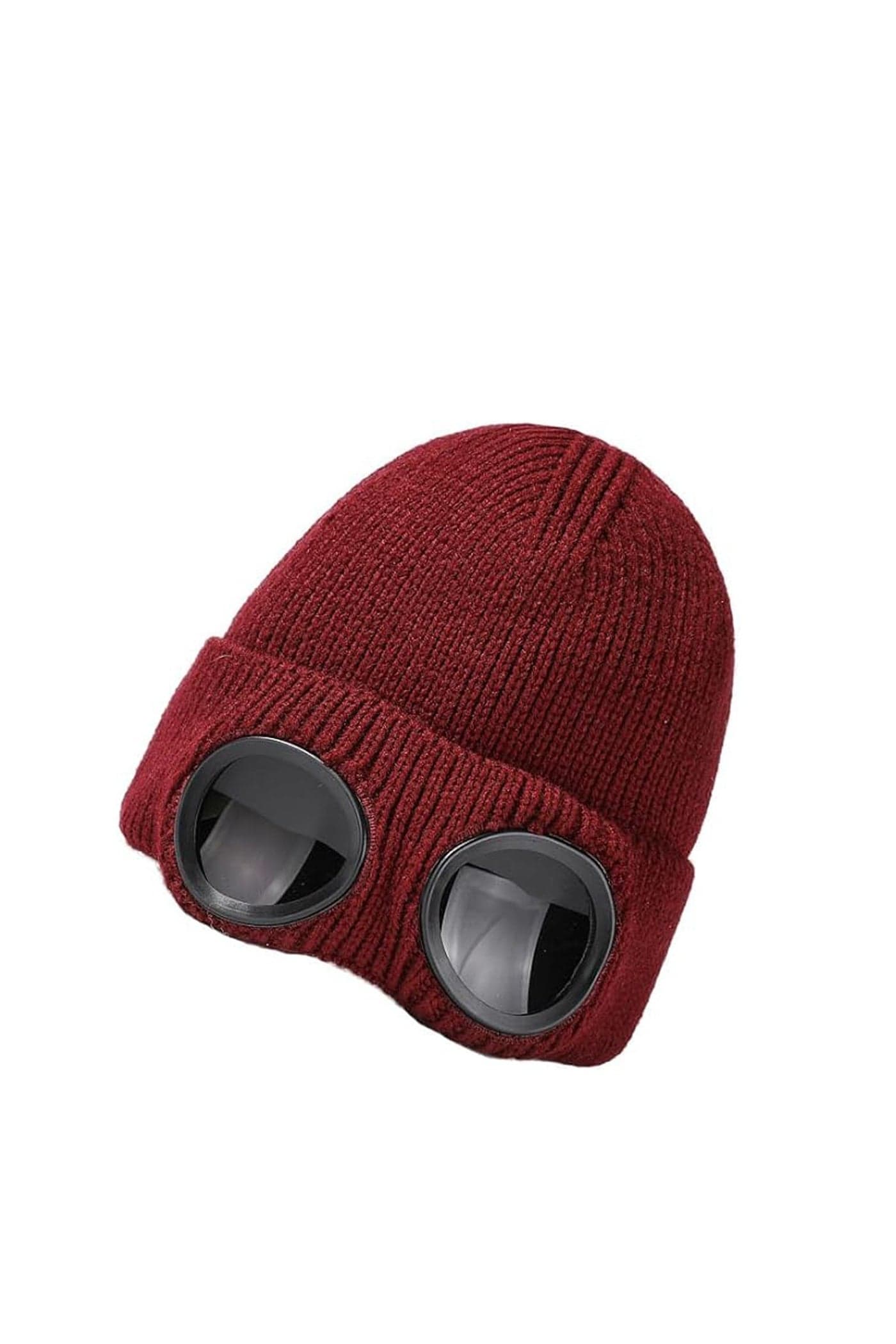 Winter Warm Knitted Beanie Hat,Unisex Solid Color Goggle Lens Design Beanie Hat, Goggle Lens Beanie Winter Stylish Hat Outdoor Sports,Unisex Fashion Knitted Outdoor Sports Skull Hat