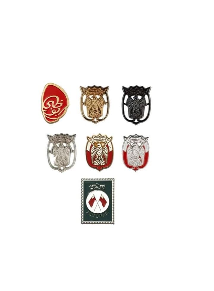 Abu Dhabi 2D Sticker Badge UAE Abu Dhabi 7 Pcs Mix Logo Design Sticker Badge Metal 3cm