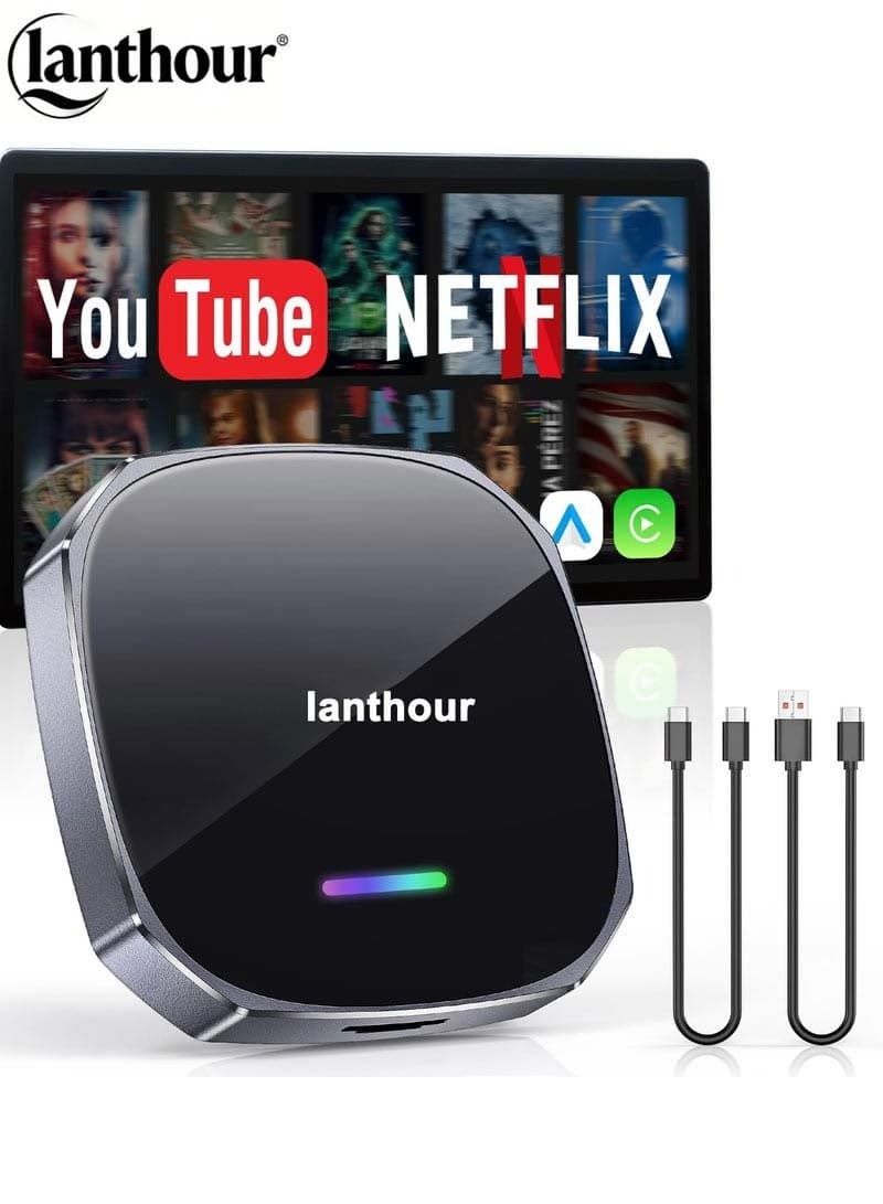 Android 12 Smart Car TV Box 2GB+16GB - Wireless CarPlay/Android Auto, Built-in GPS, Supports Netflix/YouTube, 256GB TF Card Expansion (TF Card Sold Separately)