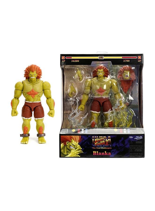Jada Toys Street Fighter Blanka Figure (19 cm) - Movable Collectible and Action Figure from Street Fighter 2: The Final Challengers, with Alternative Head, Hands and Accessories, from 13 Years