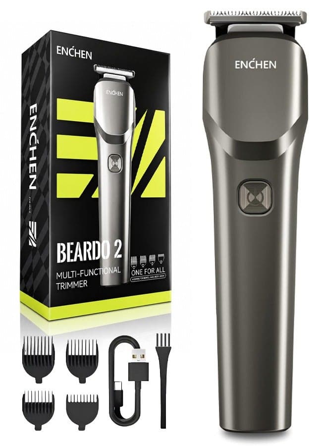 Beardo 2 Cordless Trimmer for Men – 8000RPM Ultra-Sharp Stainless Steel Blades, 1200mAh Rechargeable Battery, Type-C Fast Charging, LED Indicator, Travel Lock, 4 Adjustable Guide Combs (3mm-12mm) – Black