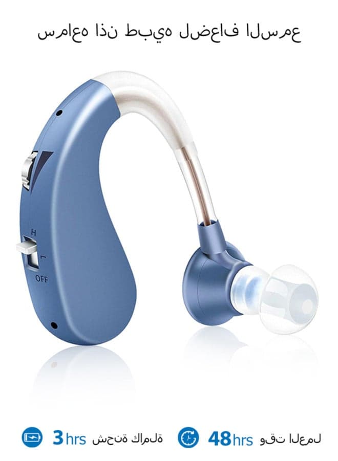 Rechargeable Hearing Aid for Seniors with Noise Cancelling, BTE Hearing Aids for People with Mild Moderate Severe Hearing Loss, All Day Comfort Fit, Blue
