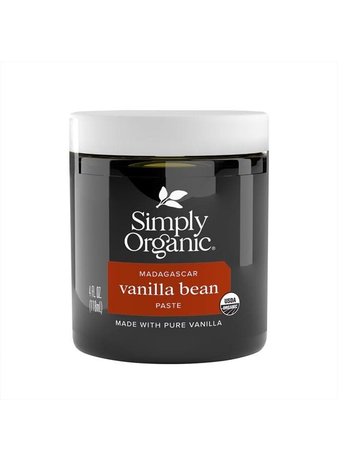 Vanilla Bean Paste, 4 Ounce Jar, Certified Organic, Kosher, Vegan, Non-GMO Rich Soft Paste, Warm Woody Aroma