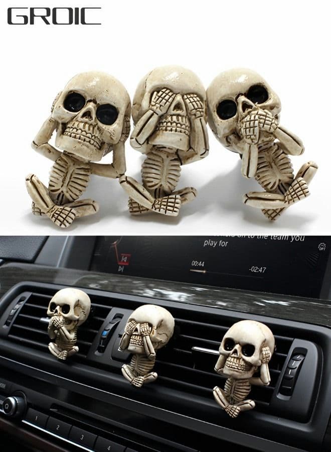 3 Packs Car Air Freshener Clips,Car aromatherapy,Skull Car Accessories,Car Vent Decoration, Skull Car Interior Accessories,Creative Vehicle Supplies