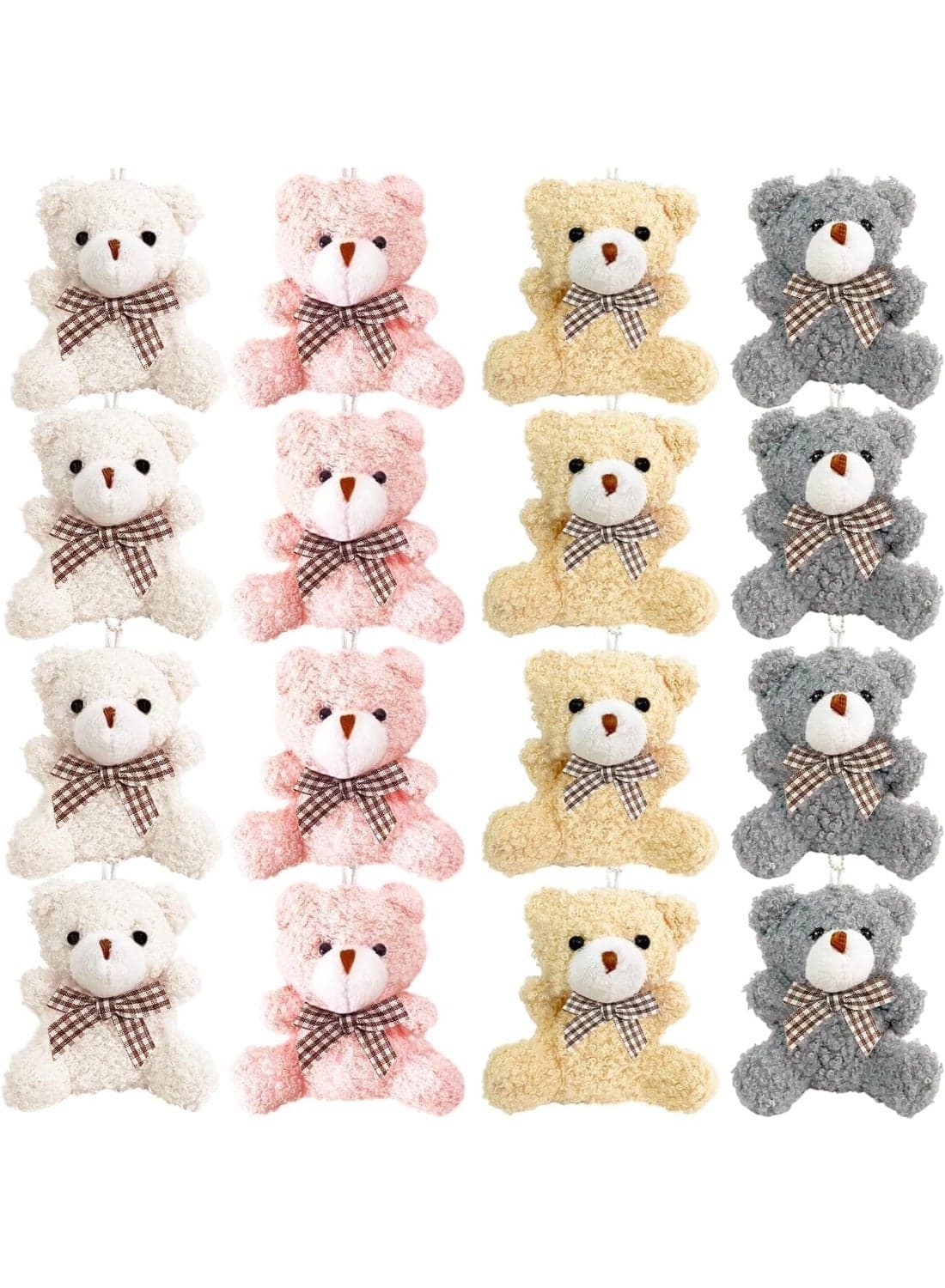 16 Packs Plush Bears Keychain,Cute Mini Bear Toy Keyring Pendant,Soft Teddy Bear Backpack Charms for DIY Keychain Craft Birthday Gifts Party Favors Supplies