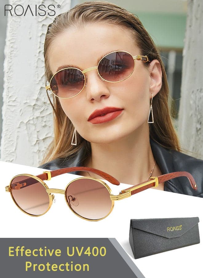 Oval Sunglasses for Men Women, UV400 Protection Sun Glasses, Fashion Sun Shades for Shopping Party Travel with Glasses Case, 53mm