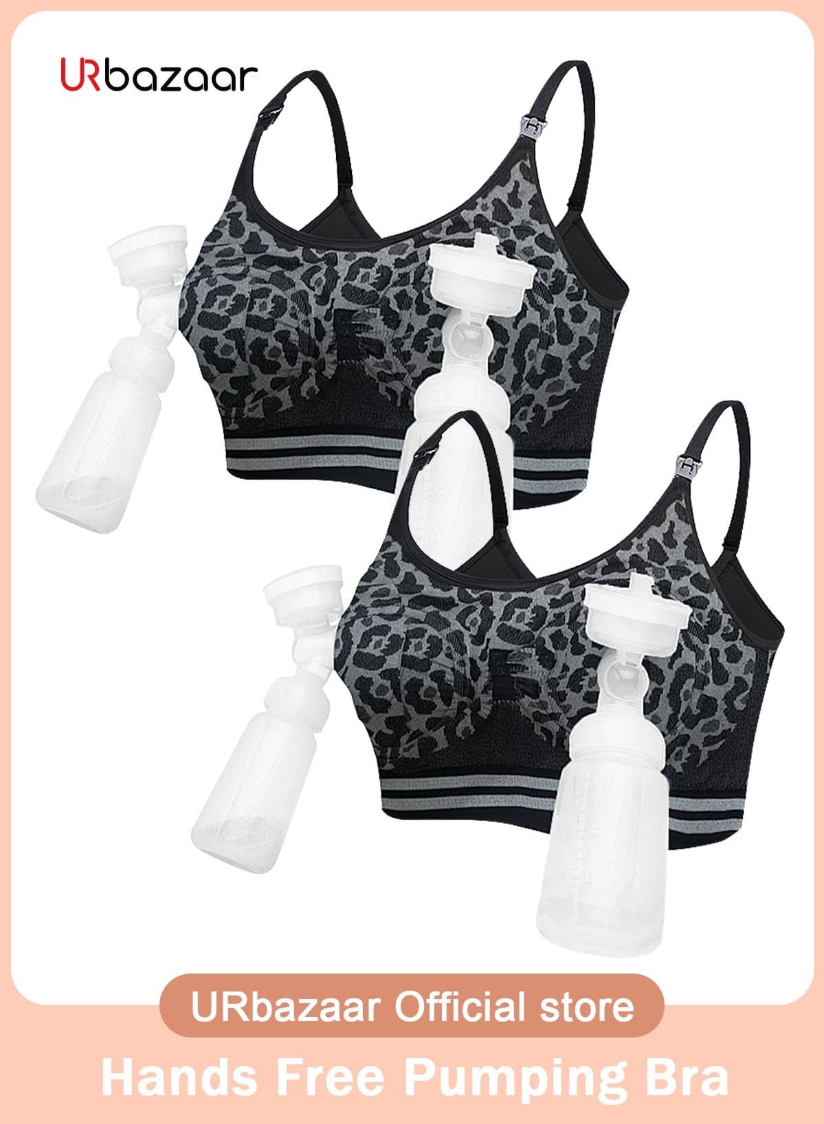 2-Pcs Hands Free Pumping Bra, Adjustable Breast-Pump Holding and Nursing Bra