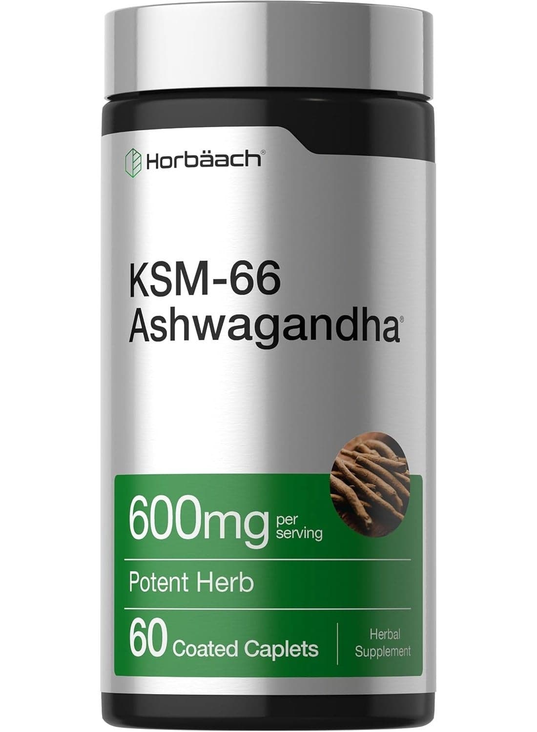 KSM-66 Ashwagandha 600mg, 60 Coated Caplets Packaging May Vary