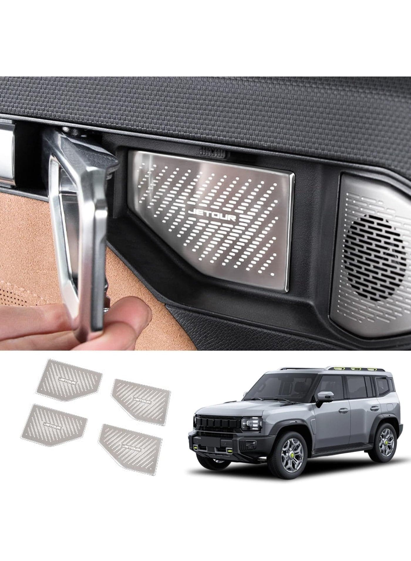 4Pcs Car Inner Door Handle Bowl Cover Fit for Jetour T2 2024-2025 Accessories Door Bowl Cover Stickers Car Accessories Interior Decoration
