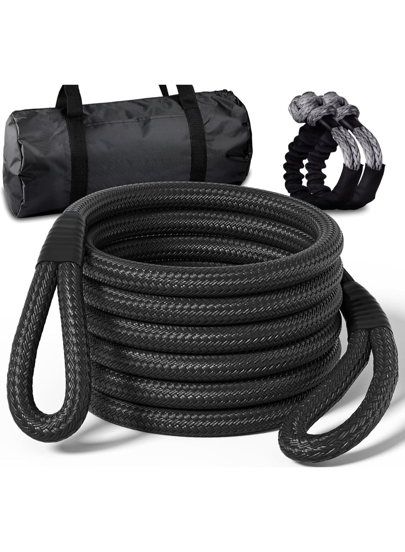 36000 LBS Kinetic Recovery Tow Rope with Soft Shackle,25mm x 9m,Heavy Duty Snatch Strap, 35% Elasticity Offroad Recovery Kit for Jeep Car Truck ATV UTV SUV, Red