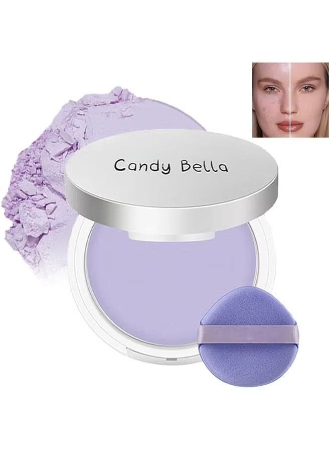 Matte Foundation Powder, Jelly Setting Powder with Mini Puff, Powder-free Oil Control Face Pressed Powder Creates Long-Lasting Silky Blurring Waterproof Makeup #Violet Powder