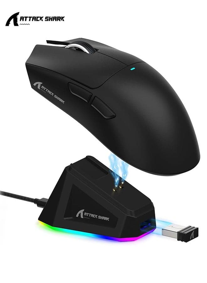 X11 Lightweight Wireless Gaming Mouse with RGB Charging Dock,Tri-Mode-2.4G/USB-C Wired/BT,22K DPI,PAW3311 Optical Sensor,HUYU Switch,5 programmable Buttons for PC/Mac(Black)