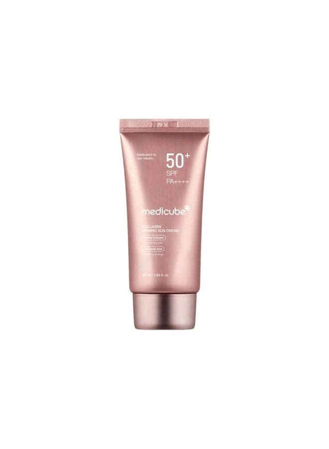 Collagen Firming Sun Cream SPF50+ PA+ (50ml), Anti-Aging Sunscreen with 4 Types of Collagen, Niacinamide & Hyaluronic Acid for Firm Hydrated Radiant Skin, Broad Spectrum UV Protection Korean Skincare