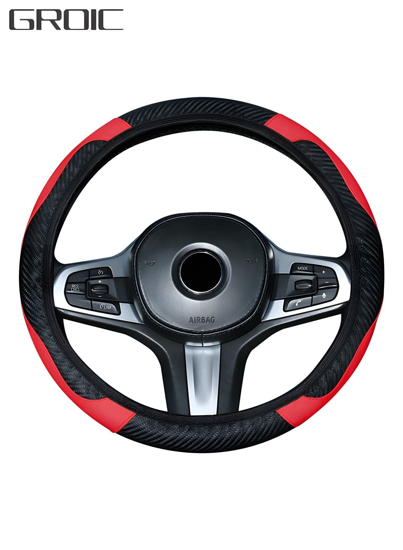 Car Steering Wheel Cover, Microfiber Leather Elastic Carbon Fiber Auto Steering Wheel Protector, 15 Inch Breathable Anti-Slip Steering Wheel Cover,Auto Interior Accessories