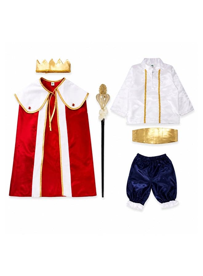 Kids King Prince Costume Set with Crown, Cape and Scepter – Royal Fancy Dress Outfit for Boys of age 10 to 11 years