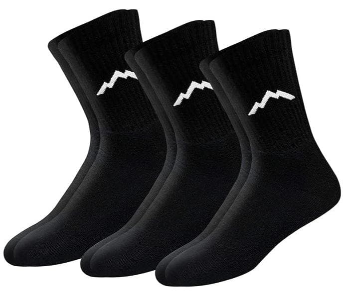 Ranger Sport Men's Heavy Duty Cotton Crew Athletic Socks (EU 39 - 45, US 7 - 12, Black)- Pack of 3