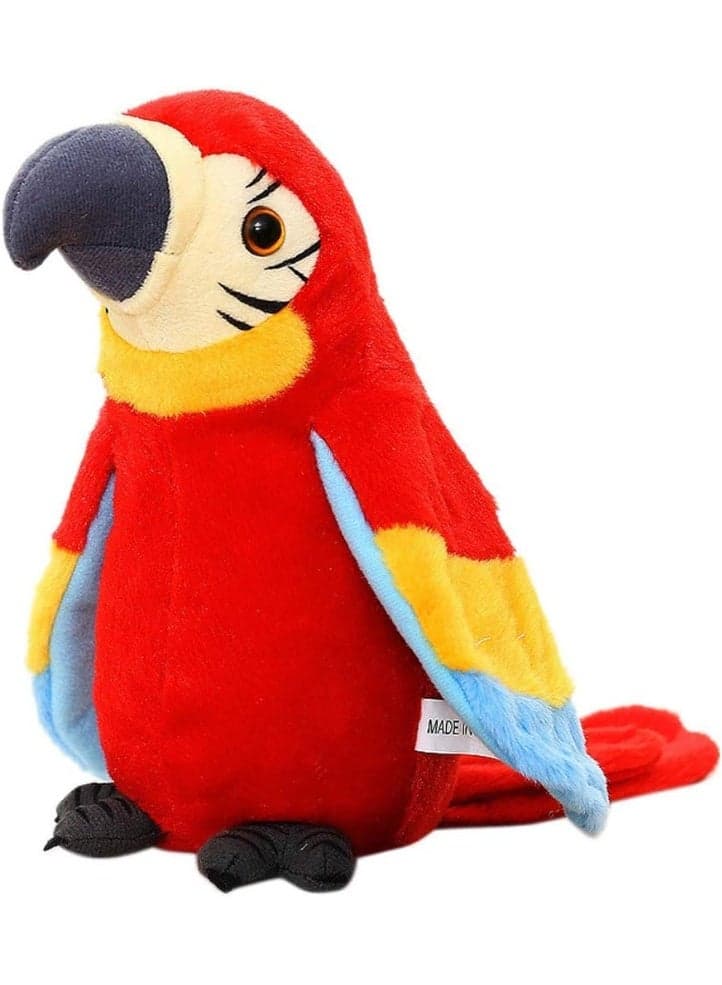 Cute Talking Parrot Repeats What You Say Electronic Interactive Plush Toy Stuffed Animal Record Parrot Waving Wings Funny Bird Toys for Children Girls Boys Best Xmas Gift RED