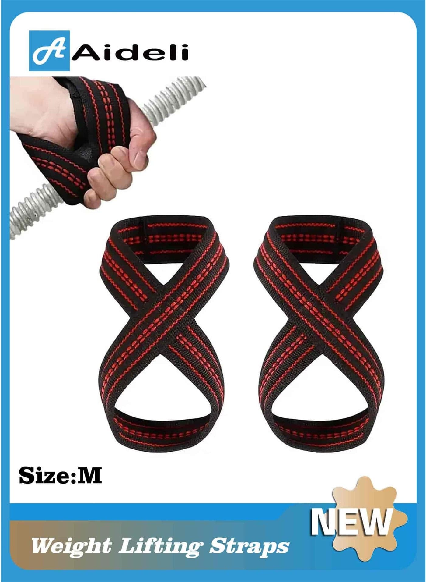 Figure 8 Weight Lifting Straps, 2PCS Gym Wrist Wraps for Deadlift, Pull-Ups, Powerlifting, Bodybuilding & Fitness Training Equipment