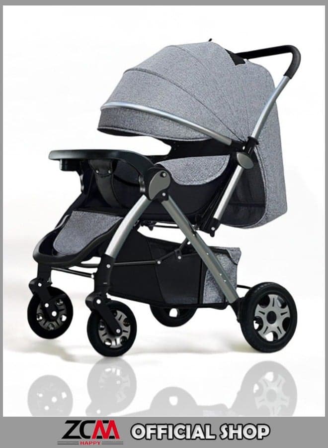 Deluxe Foldable Baby Stroller - Portable Multifunctional Travel Pram For Newborns And Infants With Four-Wheel Suspension