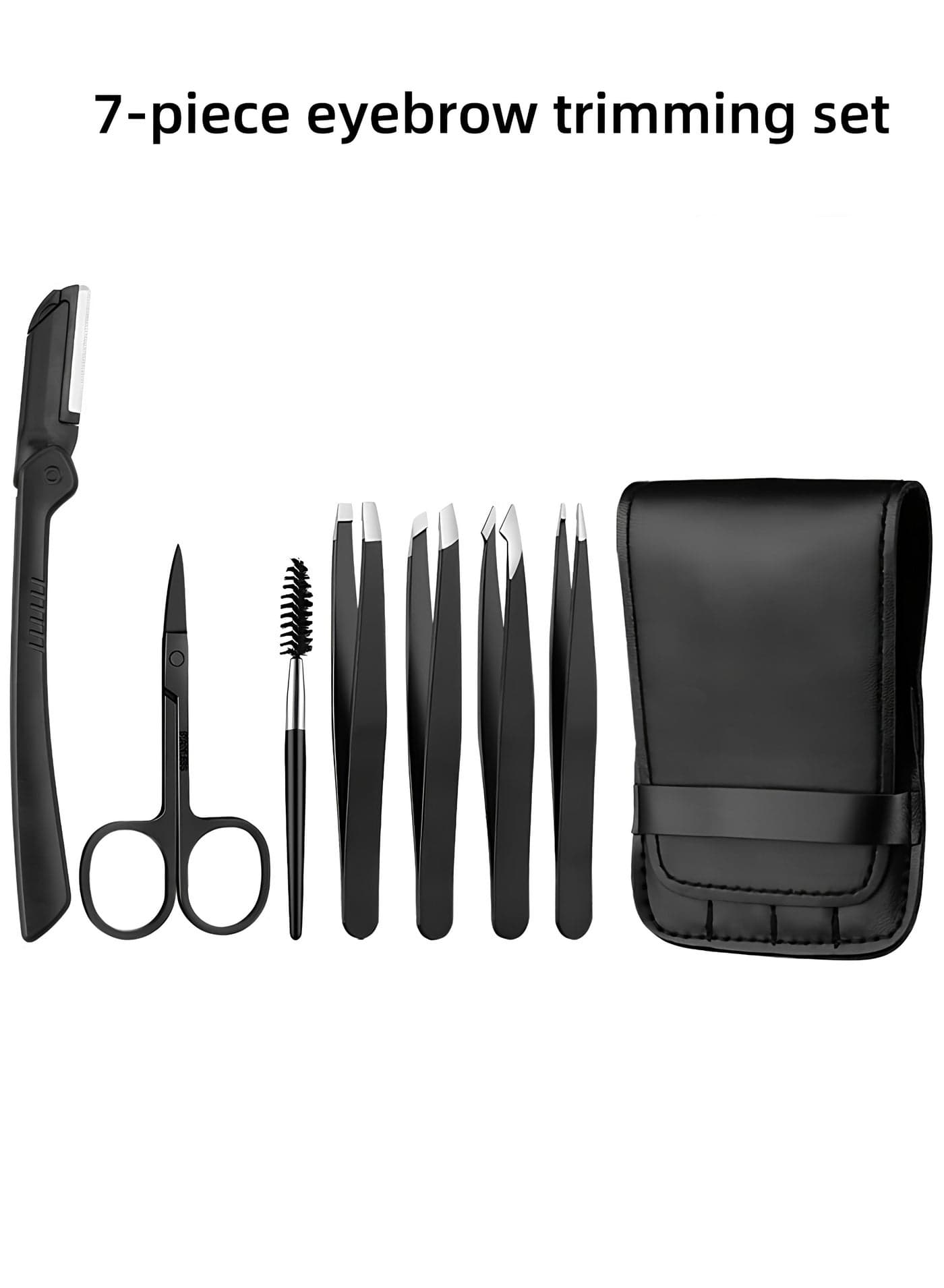 Loucky 7 pcs Eyebrow Tweezers Set, Premium Stainless Steel Tweezer Kit for Women and Men, Precision Tweezer Set with Curved Scissor and Eyebrow Razor for Ingrown Hair, Facial Hair, Eyebrows Plucking
