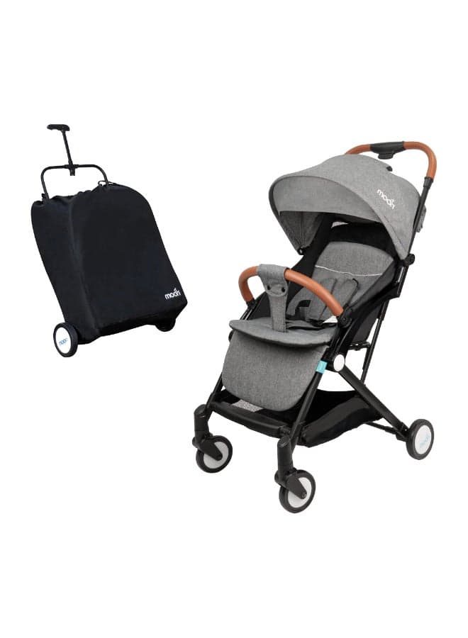 Ritzi Ultra-Lightweight, Compact Fold Baby Cabin Travel Stroller With Multi-Postion Reclining Seat, Storage Basket And Shoulder Strap, Upto 18 Kg, 0 - 3 Years, Grey