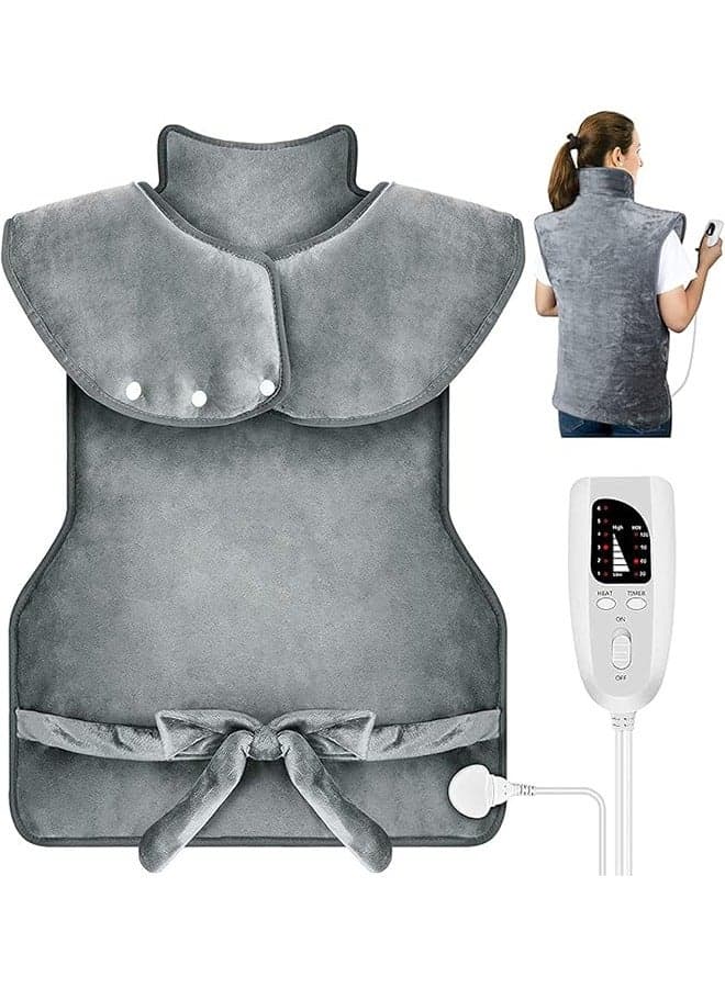 Heating Pad for Neck and Shoulders 100x60cm Large Heat Wrap for Back 6 Temperature Settings with Auto-Off Time