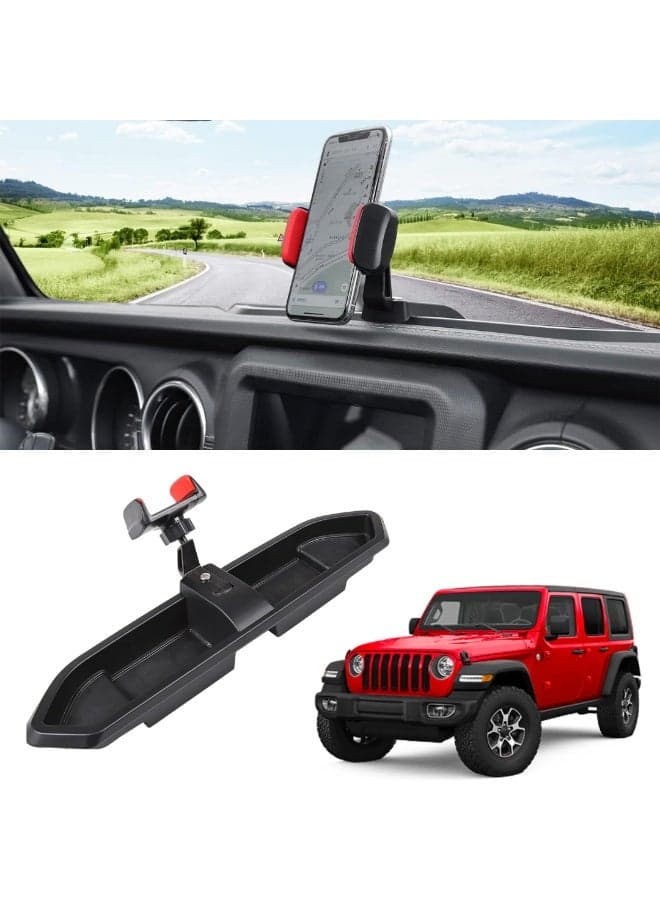 TRX AUTO Dashboard Storage Tray with Phone Holder for Jeep Wrangler & Gladiator 2018-2023 | Phone Mount Organizer | Jeep Gladiator Interior Accessories