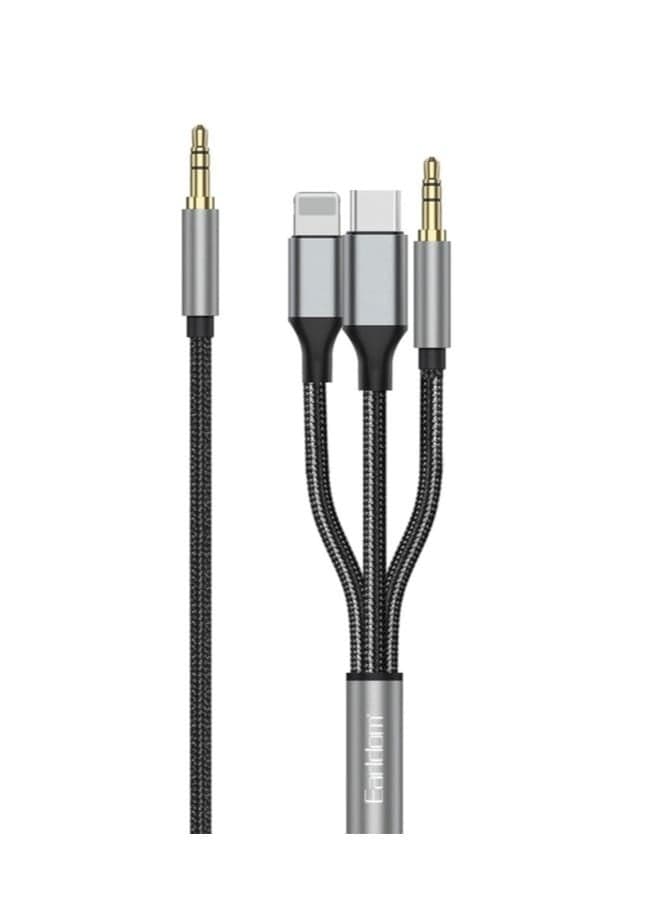 3-in-1 AUX Cable – 3.5mm HiFi Headset Audio Cord for Car Stereo, Compatible with Phones, Tablets, PCs, Laptops, MP3 Players, Speakers and Headphones – 1.2M Length
