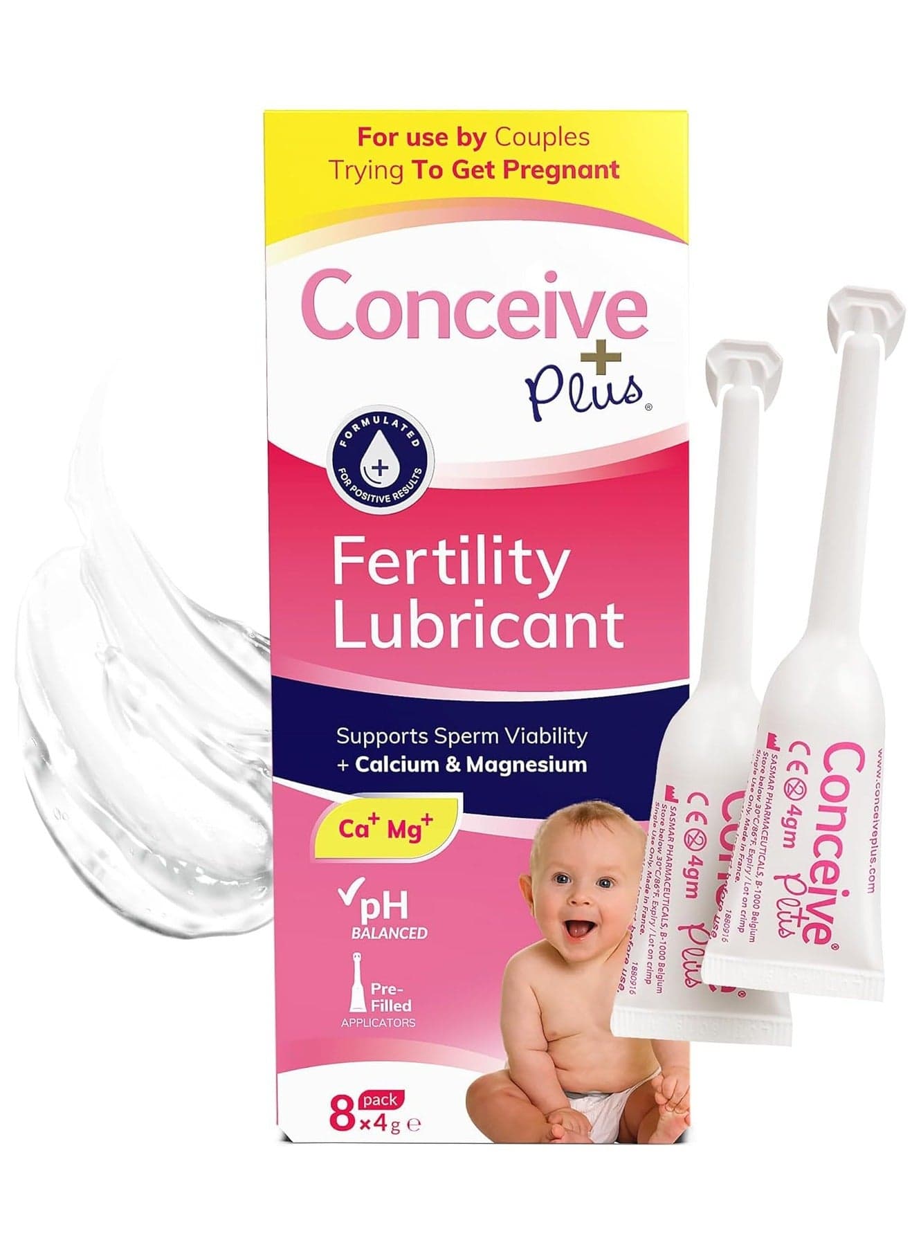 Conceive Plus Fertility Lubricant - for Women Trying to Get Pregnant, 8 x 4g Pre-Filled Applicators