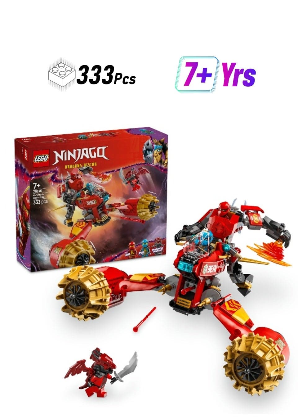 LEGO NINJAGO Kai’s Mech Storm Rider 71830 Building Set (333 Pieces)
